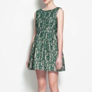 Zara green lace tulip dress Medium NWT